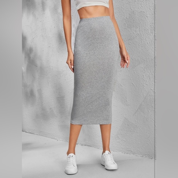 Roxy new with tags ribbed Solid Pencil Skirt size M grey - Picture 3 of 9